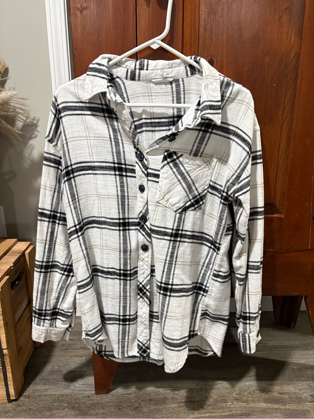 Maurices Black and White Plaid Button-Up Shirt